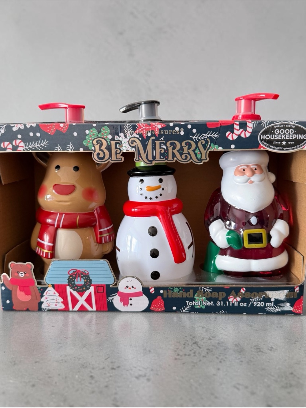 Simple Pleasures Be Merry Holiday Character Hand Soap Reindeer, Snowman, Santa